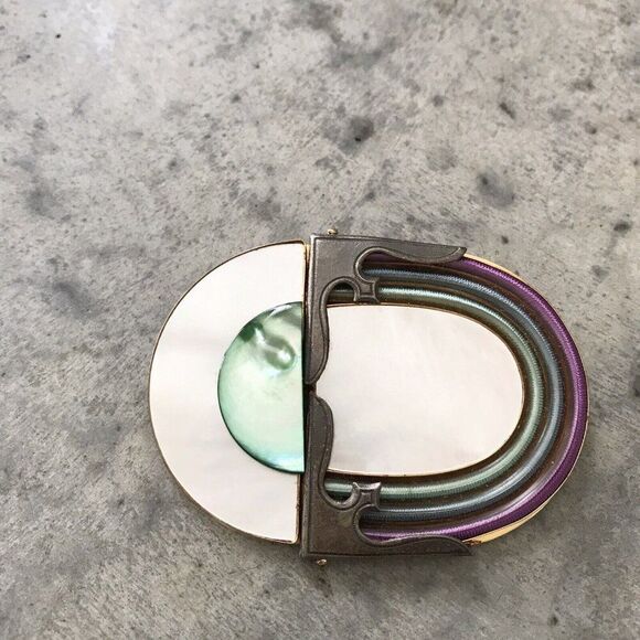 Langani Mother Of Pearl Art Deco Brooch Pin Oblong Antique Rare Vintage - Picture 4 of 9